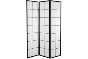 Fine Asianliving Paravento Divisori Giapponese L135xA180cm 3 Pannelli di Legno e Carta Shoji Nero separè paravento divisore interno divisorio