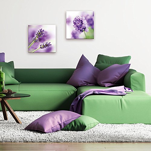 artissimo, Glasbild, 30x30cm, AG2061A, Purple Lavender I, Blumen-Bild Lavendel, Bild aus Glas, moderne Wanddekoration aus Glas, Wandbild Wohnzimmer modern - 2