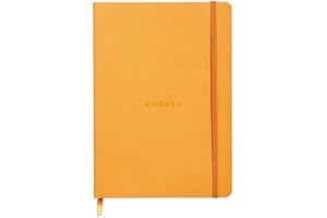 RHODIA 117465C - Libreta Flexible Naranja - A5 - Dotted Dot - 160 páginas - Papel Clairefontaine Marfil 90 g/m² - Marcapáginas, Cierre Elástico - Cubierta de Piel Sintética - Colección Rhodiarama