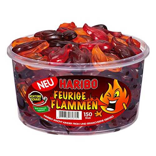 Haribo Feurige Flammen, Gummibärchen, Weingummi, Fruchtgummi, 150 Stück, 1200g Dose