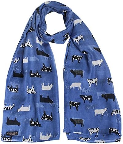 Cow Print Ladies Fashion Scarf with Daisy Pendant Gift (Blue)(Size: One Size)