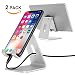 Produktbild PolySky 2 Stück Handy Ständer Tablet Halterung Hany Halter Wiege für Smartphone iPhone X 8 6 7 Plus iPad Mini Pro Air Samsung Galaxy S8 S7 Tab Huawei, Handy Stand Halter Dock Tisch Metall Silber