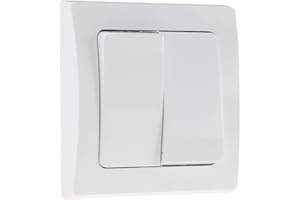 CHILITEC Delphi 2-Way Series Switch, Double Switch, 2 Rocker Switches, 250 V 10 A, Includes Frame, Flush-Mounted, White