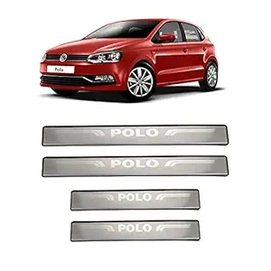 AutoPop Silver Non-led Footstep Door Sill Plate for Volkswagen Polo (Set of 4)