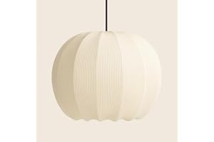 CGC Lighting Indoor Lamp Shade Ribbed Stretch Cotton Fabric Hanging Ceiling Floor Table Lamp (Cream Round)