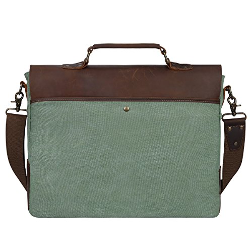 S-ZONE Vintage Segeltuch Leder Unisex Damen Herren Junge Multifunktiontasche Umh  ngetasche Henkeltaschen Laptoptasche Beutel f  r Arbeit Studium Reis
