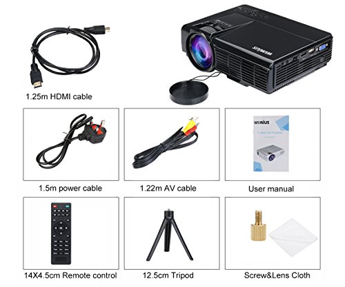 Mini Beamer HD, Video Projektor LCD Tragbarer Videoprojektor LED Projector Multimedia Heimkino mit HDMI Kabel unterstützt AV/ VGA/ USB/ SD/ HDMI WIMIUS(T3 Schwarz) - 5
