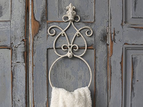 Handtuchhalter Handtuchring Metall antik- weiß im Shabby- Chic- Stil Krone Bad WC - 2