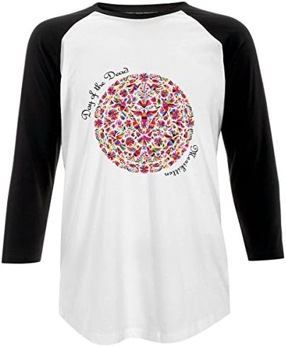 MexiKitten Tee Day of the dead [Dia de los muertos] Halloween T-shirt with rolled sleeves (L, Raglan)