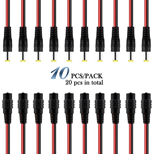 AFUNTA neue 10pack 10-Zoll (30 cm), 2,1 x 5,5 mm DC-Netz Zopf Weibliche + 2,1 x 5,5 mm DC-Netz Pigtail MALE
