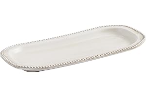 ‎DN DECONATION DN DECONATION Vintage Dekotablett Weiß – Ovales Tablett Holz 35,5×15cm – Dekotablett Holz für Couchtisch, Esstisch, Badezimmer, Sofa Tablett, Boho Deko, Landhausstil Deko, Home Decor