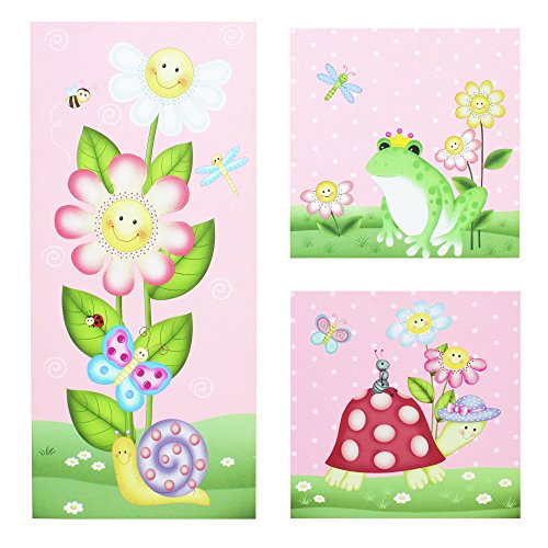 Fantasy Fields by Teamson Magic Garden Pink Childrens Bedroom Canas Kids Wall Art Set Gift TD-0202A