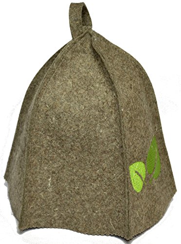 hochwertige Saunamütze / Saunahut / Saunakappe aus Filz (Sauna Zubehör) Hut Mütze Kappe Kopfbedeckung für die Sauna (Birkenblatt) - 2