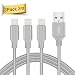 Produktbild Quntis 3M apple ladekabel mit Nylonbeschichtetes verwicklungssicheres USB-Sync- Kabel Datenkabel Ladekabel iPhone8 8 Plus 7 7 Plus 6 Plus 6 5 5S 6S SE iPad Mini Air iPod 5.Gen iOS-UpdateGrau