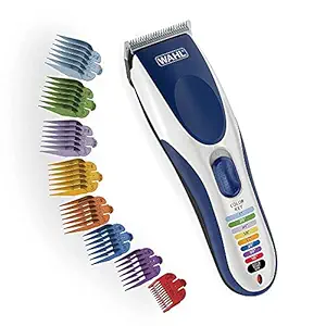Wahl 09649-024 Cord/Cordless Color Pro Hair Clipper for Men; 60 Minutes run time; LED charging indicator; Easy match Colour coded guards, Blue