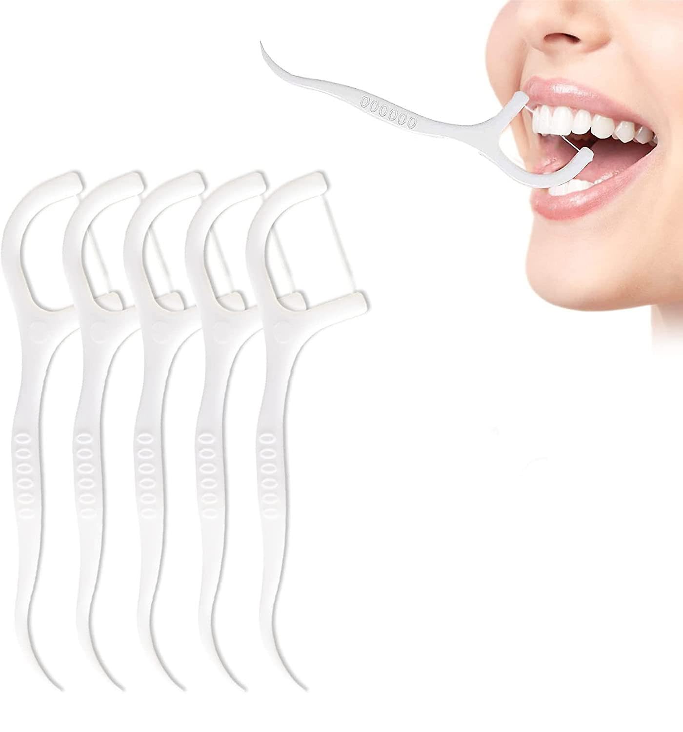 INOVERA Thin Thread Dental Floss Picks Toothpick Tooth Flossers Sticks Oral Care for Adult & Child (White)