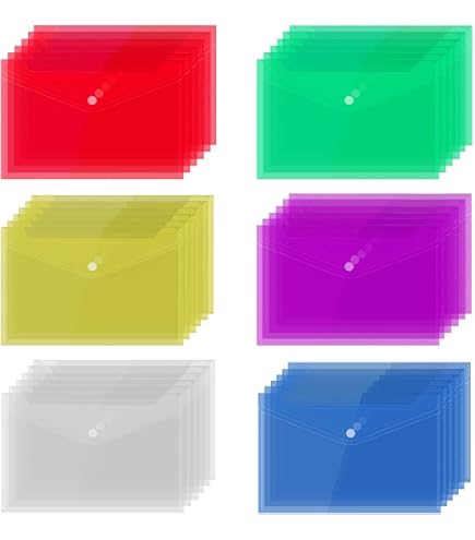 Lot De 60 Pochettes Plastique A5 – Transparentes, Bouton Pression, étanches
