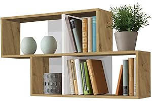 FMD MÖBEL FMD Moebel 270-001 Nora Etagère Murale avec 4 Compartiments Bois Chêne/Blanc 100 x 19,5 x 53 cm