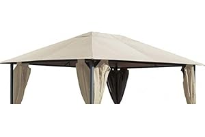 SAN MARCO Toile de Rechange pour Tonnelle Patio Terrasse Extérieur 3 x 4 m Beige de 220 g/m²