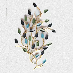 Vfrills Metal Wall Art Tree Leaf Branch Wall Hanging Decor for Home Decoration Sculpture (14X24 Inches) multicolor