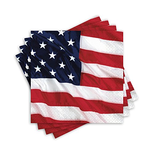 Cocktail-Servietten: USA-Design, 2lg. 24,7 x 24,7 cm, 16er-Pack, Papier - 2