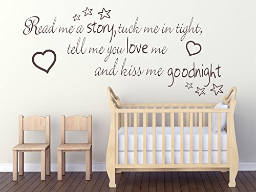 Read me a story, tuck me in tight.. Childs Nursery Wall Art Quote Sticker Decal - Pink Large (950mm x 420mm)