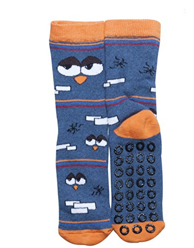 CALCETINES DE ALGODÓN ANTIDESLIZANTE | CALCETINES CON SUELA ABS | AZUL, GRIS Y VERDE | DE 24 A 38 | MADE IN ITALY | (Azul, 24/28)