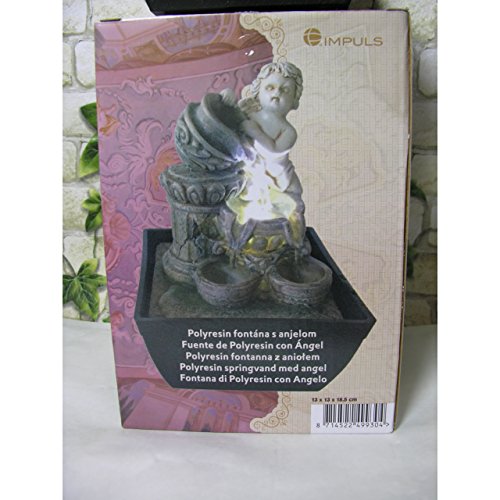 Zimmerbrunnnen Engel mit LED Beleuchtung 18cm Luftbefeuchter Deko 3 Designs Auswahl Design 1 - 2
