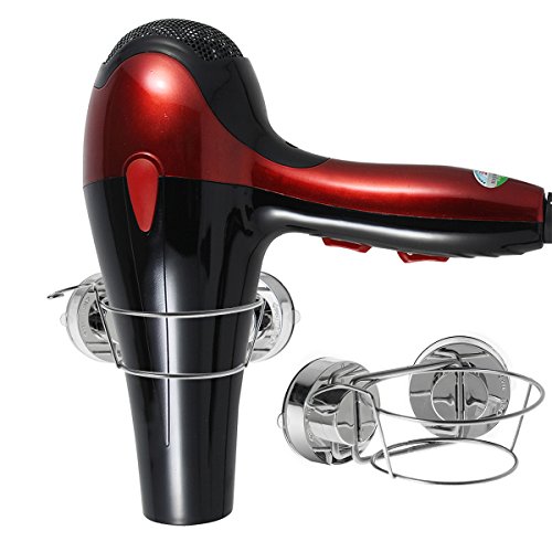 SOONHUA Vacuum Haartrocknerhalter Wandhalterung Haartrockner Einhängegestell Veranstalter, Saugnapf Sucke Aluminium Stahl Fönhalter - 2