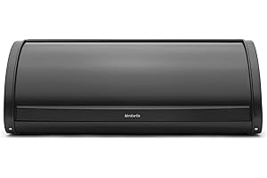 Brabantia Panera Roll Top - Caja de almacenamiento grande para pan, bagels, panecillos - Diseño eficiente con parte superior plana, Metal duradero - Matt Black