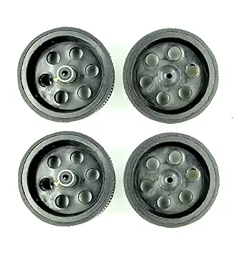 INVENTO 4pcs 95mm x 40mm Plastic Robotic Wheel Durable Rubber Black Tire Wheel with metal collet for DC Geared Motor RC Car Robot