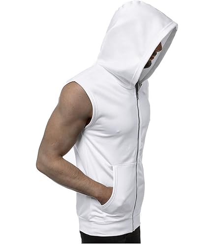 Senza Maniche Maglia Smanicata Con Cappuccio Felpa Uomo Maglietta