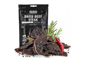 ‎THE MEAT MAKERS The Meat Makers Peppered Beef Jerky Steak (100g) - Getrocknetes Rindersteak Proteinreiches Rindfleisch Dörrfleisch Trockenfleisch Für Menschen Trocken Fleisch Beef Jerky Snack.