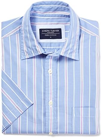 Joseph Turner Weekend Shirt - Short Sleeve - Blue/Pink Stripe