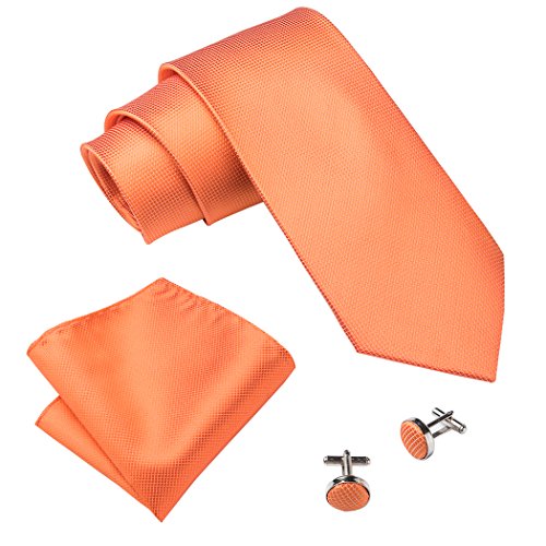 Juego de corbata, gemelos y pañuelo formal de Barry Wang Naranja naranja Talla única