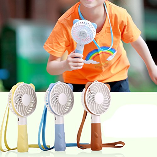 LEDMOMO Handheld-Ventilatoren Mini-USB-Portable-Lüfter mit wiederaufladbarem Akku Faltbarer Griff Desktop für Haus und Reisen (blau, Bär) - 3