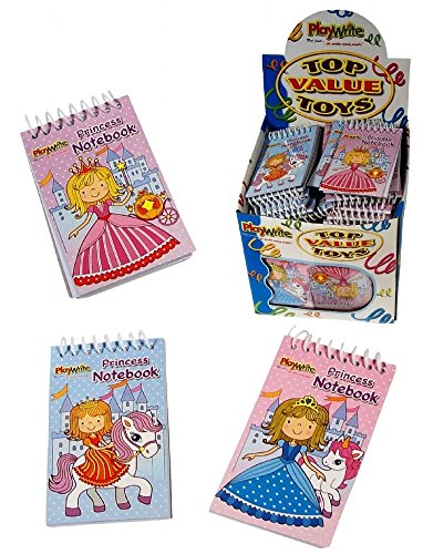 PLAY WRITE 12 Princess Mini Espiral Portátiles para la Fiesta de Cumpleaños de los Niños Bolsas de Botín