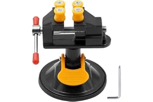 HOZZWHOO Universal Mini Table Bench Screw Clamp Engraving Table Vice 360 Rotatable Adjustable Vise Suction Cup Base for Jewelry Watch Walnut