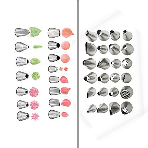 Edelstahl Spritztüllen Set 24 stk. Tüllen Sterntüllen Deko Garniertülle Düse Duesen Tortenspritze Blütenblätter Kuchen Suessigkeit Dekoration Tools Set - 4