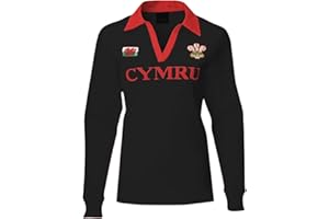 MANAV Womens Hannah Ladies Cymru Long Sleeve Classic Welsh Wales Rugby V-Neck Collar Cotton Shirt Top Breathable Quick Dry Lightweight Performance Sports Outdoor