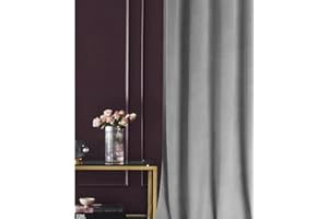 room99 Rideau en Velours avec œillets argentés Charmy 140 x 260 Largeur x Hauteur, Décoration de fenêtre, Rideau Thermique Isolant Anti Froid et Chaleur pour Salon Gris Clair, 1 pièce