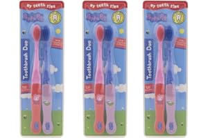 My Teeth Time Peppa Pig Toothbrush Duo, Dental Care, for Kids Aged 4-6 Years, Twin Pack, Soft Toothbrush, Peppa and George Design, Multicoloured