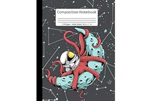 Astronaut Octopus Kraken Squid Space Helmet Astronomy Moon Landing Composition Notebook 110 Pages Wide Ruled 8,5 x 11 in: Octopus In Space Journal
