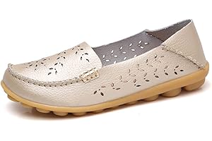 JeathFea Zapatos De MocasíN De Cabeza Redonda Informales para Mujer CóModos Mocasines De Cuero Transpirables Caminar Enfermera Transpirable Moda De ConduccióN Zapatos Suaves