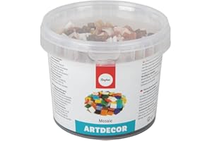 Rayher pierres mosaà¯que de verre 1x1cm tesselles mosaà¯que en seau de 1 kg (env. 1300 pièces) idéales pour la décoration intérieur multicolores avec teintes naturelles