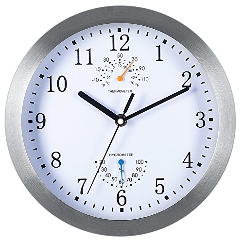 Tosnail Wanduhr mit Thermometer und Hygrometer ,weiß