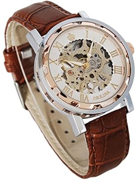 Gute Steampunk Bling Skelett Mechanische Armbanduhr roségoldenem Fall aufziehbar