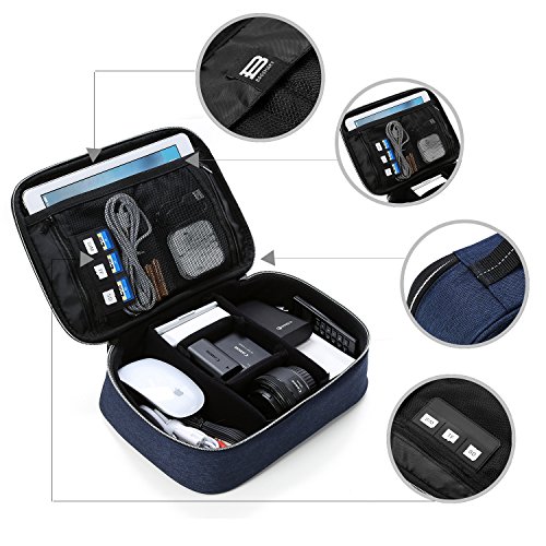 BAGSMART Universaltasche Eletronik Organizer für Kabel, Externe Festplate, ipad mini, Objektive Blau - 3