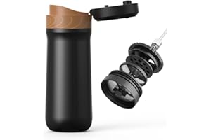 BENFUCHEN Cafetera portátil de viaje de prensa francesa de 320ml, frasco de vacío de té, prensa de café caliente/frío con filtro único de acero inoxidable, botella de camping al aire libre