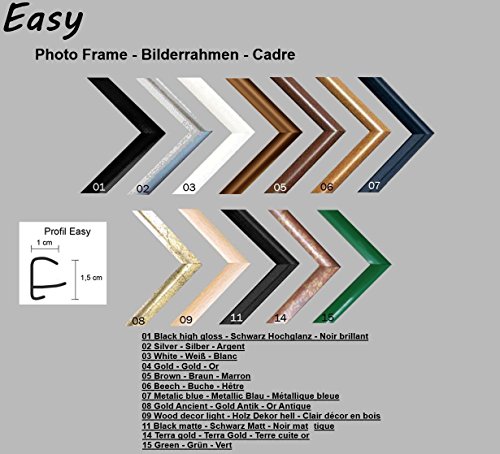 Easy Kunststoff Bilderrahmen 50×70 cm 70×50 cm Farbwahl: hier Silber mit Antireflex-Acrylglas - 5